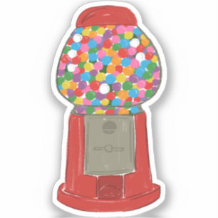 Sticker Machine de gumball rouge classique Candy Bubble Gu