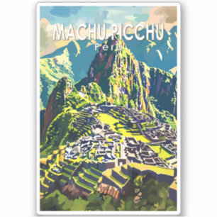 Sticker Machu Picchu Pérou Amérique du Sud Voyage Art Vint