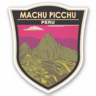 Sticker Machu Picchu Pérou Voyage Art Retro
