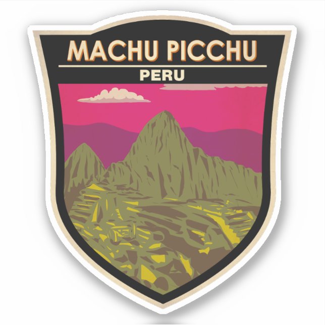 Sticker Machu Picchu Pérou Voyage Art Retro (Devant)