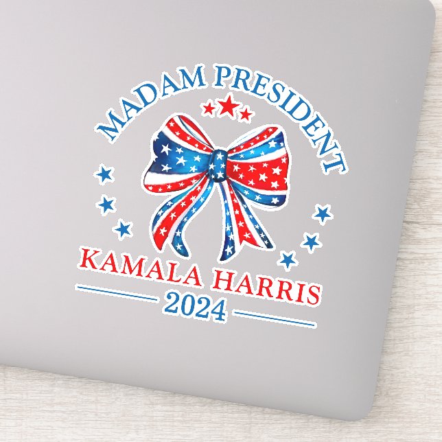 Sticker Madame la Présidente Kamala Harris Vinyl Cut Stick (Détail)