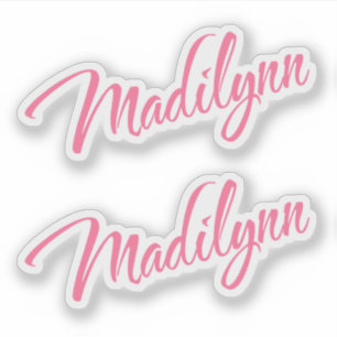 Sticker Madilynn nom rose cursive x2