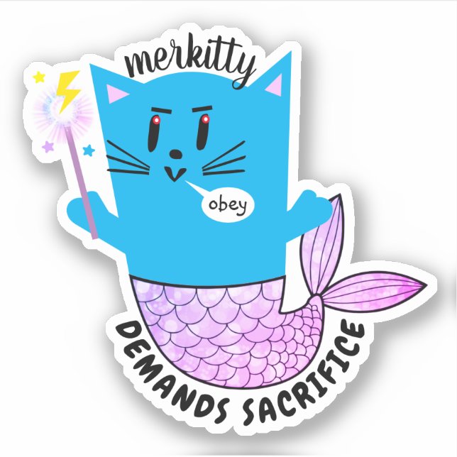 Sticker Magic mermaid kitty chat diable personnalisé (Devant)