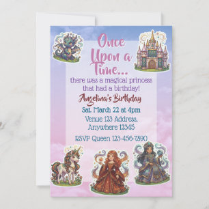 Sticker Magical Princess Birthday Invitation