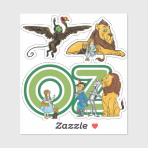 Sticker Magicien d'Oz vintage, Dorothy, Singe et Lion