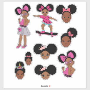 Sticker Magique Fille Noire Décrit Fun Girls Melan