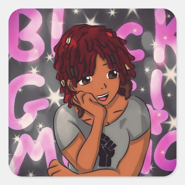 Sticker magique pour fille noire (Devant)