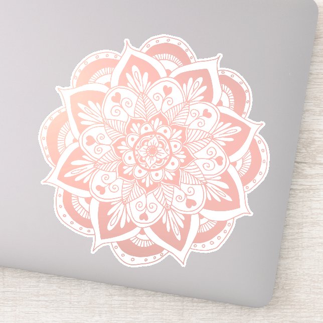 Sticker Magnifique Mandala Flower sur Rose Gold (Détail)