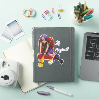 Sticker Magnifique Sorcière-violet, noir, rouge et or