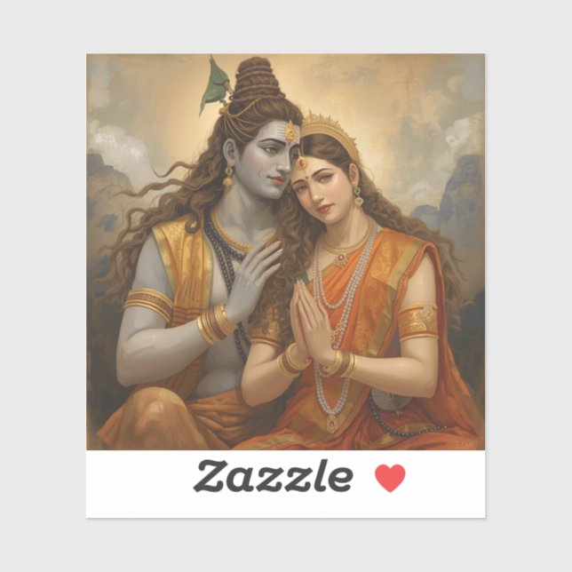 Sticker Mahadev and Mata Parvati Painting Arts (Feuille)