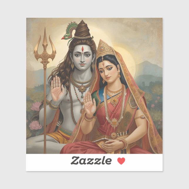 Sticker Mahadev & Mata Parvati Painting Arts (Feuille)