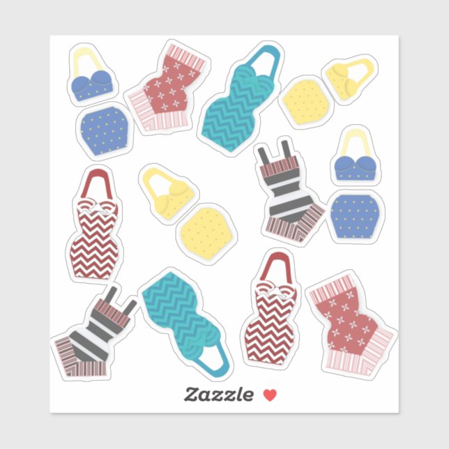 Sticker maillots de bain vintages (Feuille)