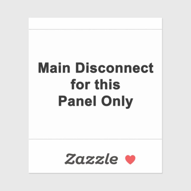 Sticker Main Disconnect For This Panel Only (Feuille)
