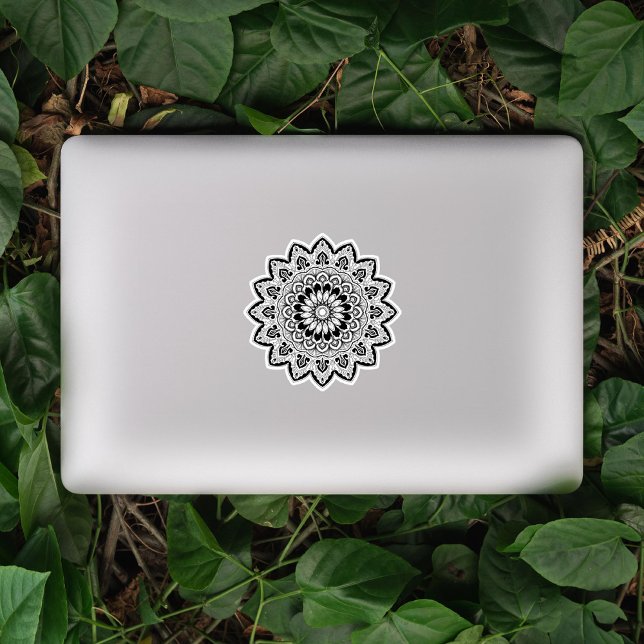 Sticker Main noire et blanche dessinée Mandala (Créateur téléchargé)