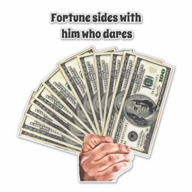 Sticker main tenir cent dollars billets argent art (Devant)