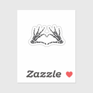 Sticker Mains De Squelette En Forme De Coeur - Art Unique 