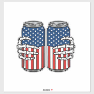 Sticker Mains de squelette patriotiques vintage tenant des