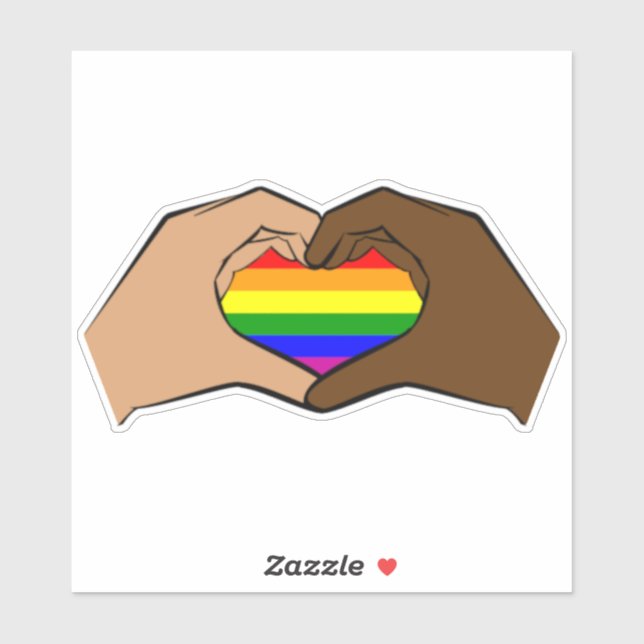 Sticker Mains du coeur LBGTQ+ Fierté (Feuille)
