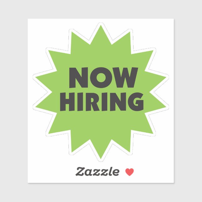 Sticker Maintenant l'embauche de noir sur feu vert (Feuille)