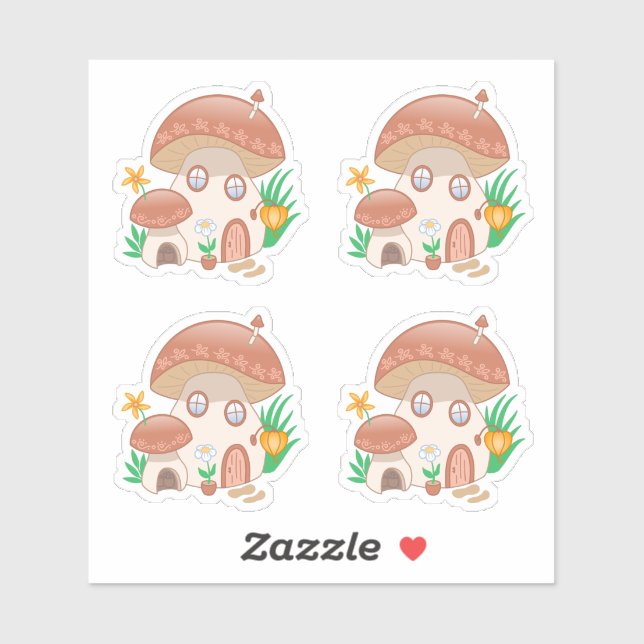 Sticker Maison de champignons de la fée Whimsical Ensemble (Feuille)
