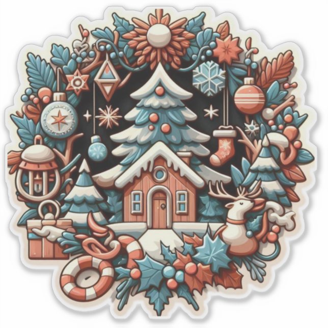 Sticker Maison de Noël (Devant)