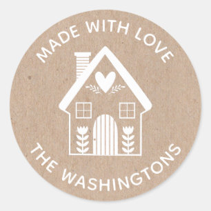 Sticker Maison de Noël Fabriqué avec amour Kraft