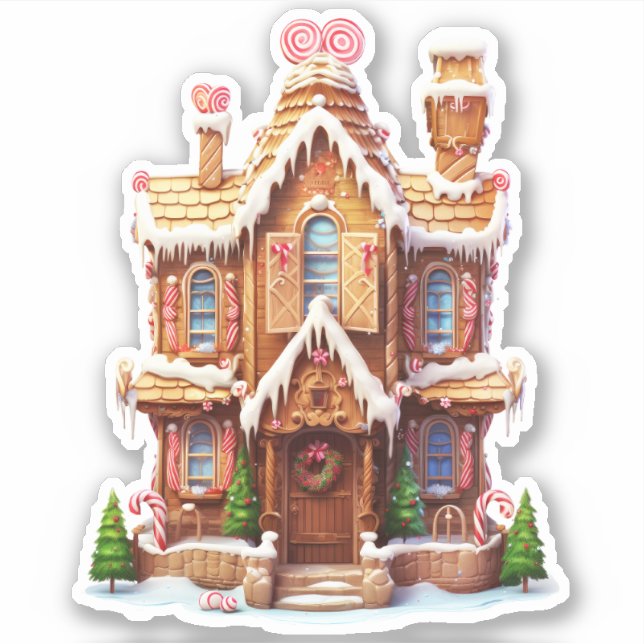 Sticker Maison de pain d'épices de Noël (Devant)