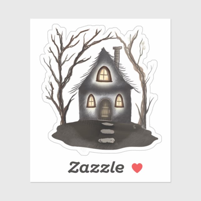 Sticker Maison hantée de Whimsi-Goth sombre (Feuille)