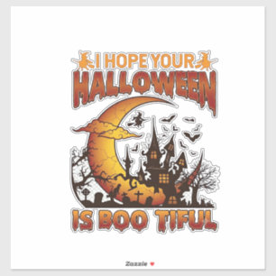 Sticker Maison Hantée Halloween Boo Tiful Croissant Lune B