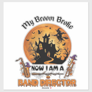 Sticker Maison hantée Halloween directeur fanfare balai ca
