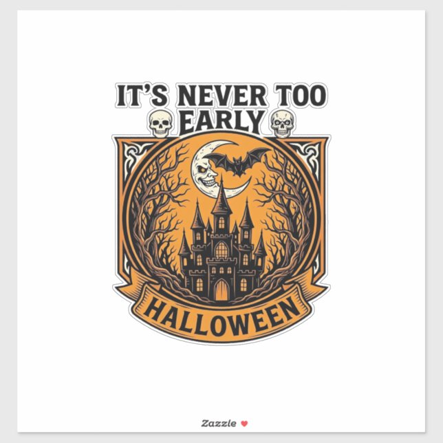 Sticker Maison hantée Halloween trop tôt Lune Chauve-souri (Feuille)