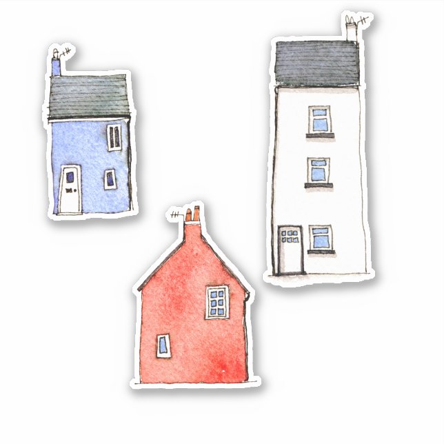 Sticker Maisons Watercolor (Devant)