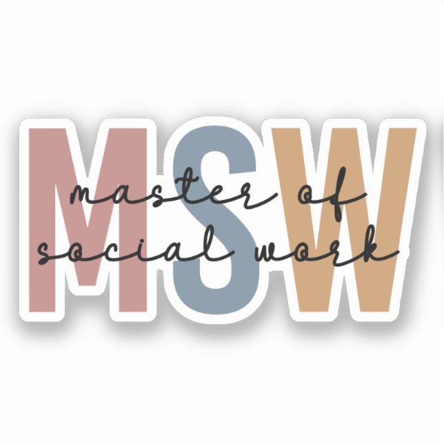 Sticker Maîtrise en travail social - Rétro Graduation (Recto)