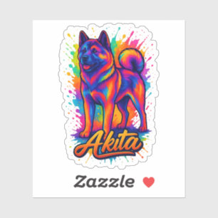Sticker Majestic Akita - Vibrant Pop Art coloré Illustra