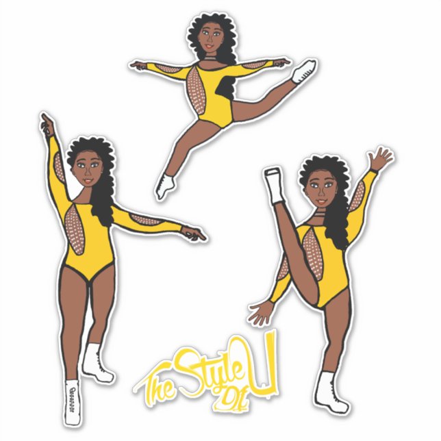 Sticker Majorette / Danseuse Tri Pose Jaune (Devant)