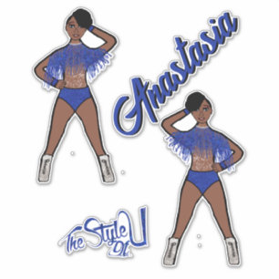 Sticker Majorette personnalisée / Bâton à franges bleu dan