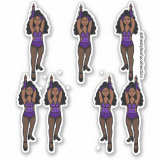 Sticker Majorette / Sticule Danseuse violet / Frange Noir