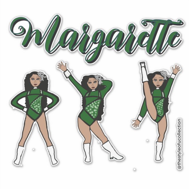 Sticker Majorette Tri- Pose / Diamant Vert # 2 (Devant)
