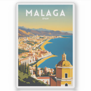 Sticker Malaga Espagne Vintage