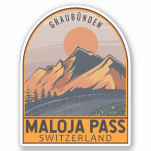 Sticker Maloja Pass Suisse Emblème Voyage Rétro