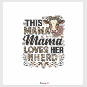Sticker Mama aime sa conception de chemise de maman de vac