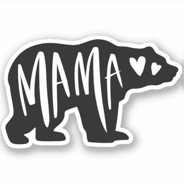 Sticker Mama manuscrite et silhouette de l'ours (Devant)