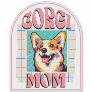 Sticker Maman Chien Corgi Pop Art