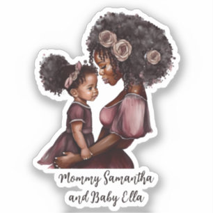 Sticker Maman et fille noire personnalisée (1)