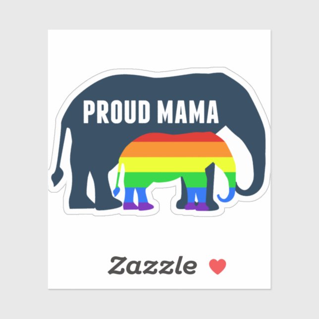 Sticker Maman gay pride Fier LGBT Mama Elephant (Feuille)