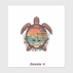Sticker Mamie drôle Turtle Beach Vintage Shirt Design_1
