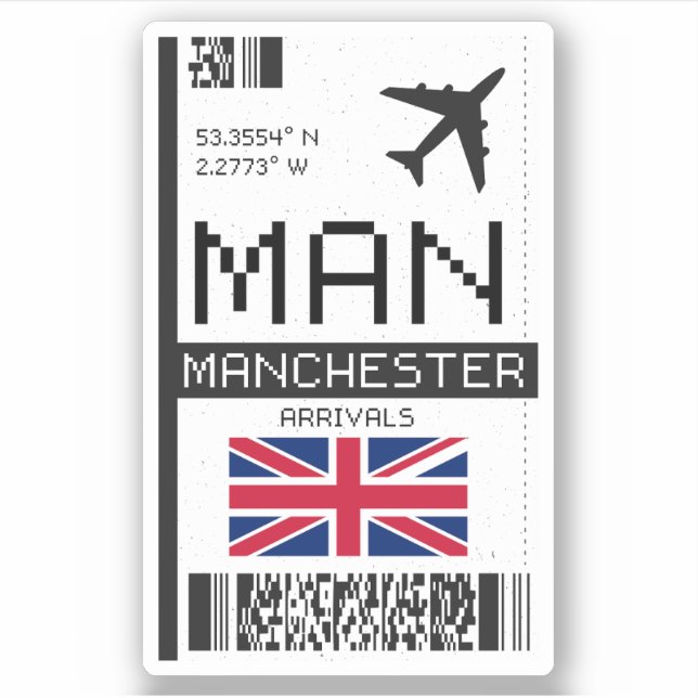 Sticker MAN Manchester, Angleterre Airport Boarding Pass (Devant)