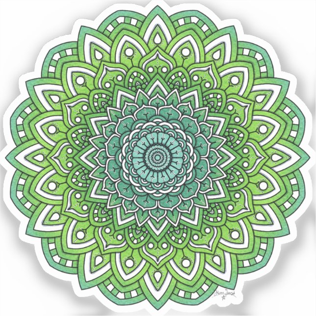 Sticker Mandala à fleurs vertes (Recto)