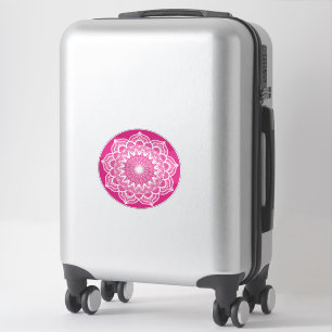 Sticker Mandala blanc sur fond rose