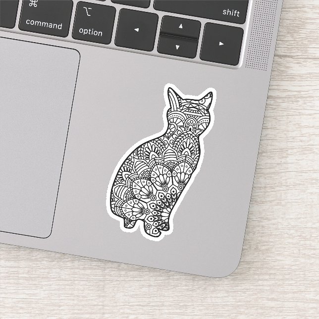 Sticker Mandala Cat Art assis (Détail)